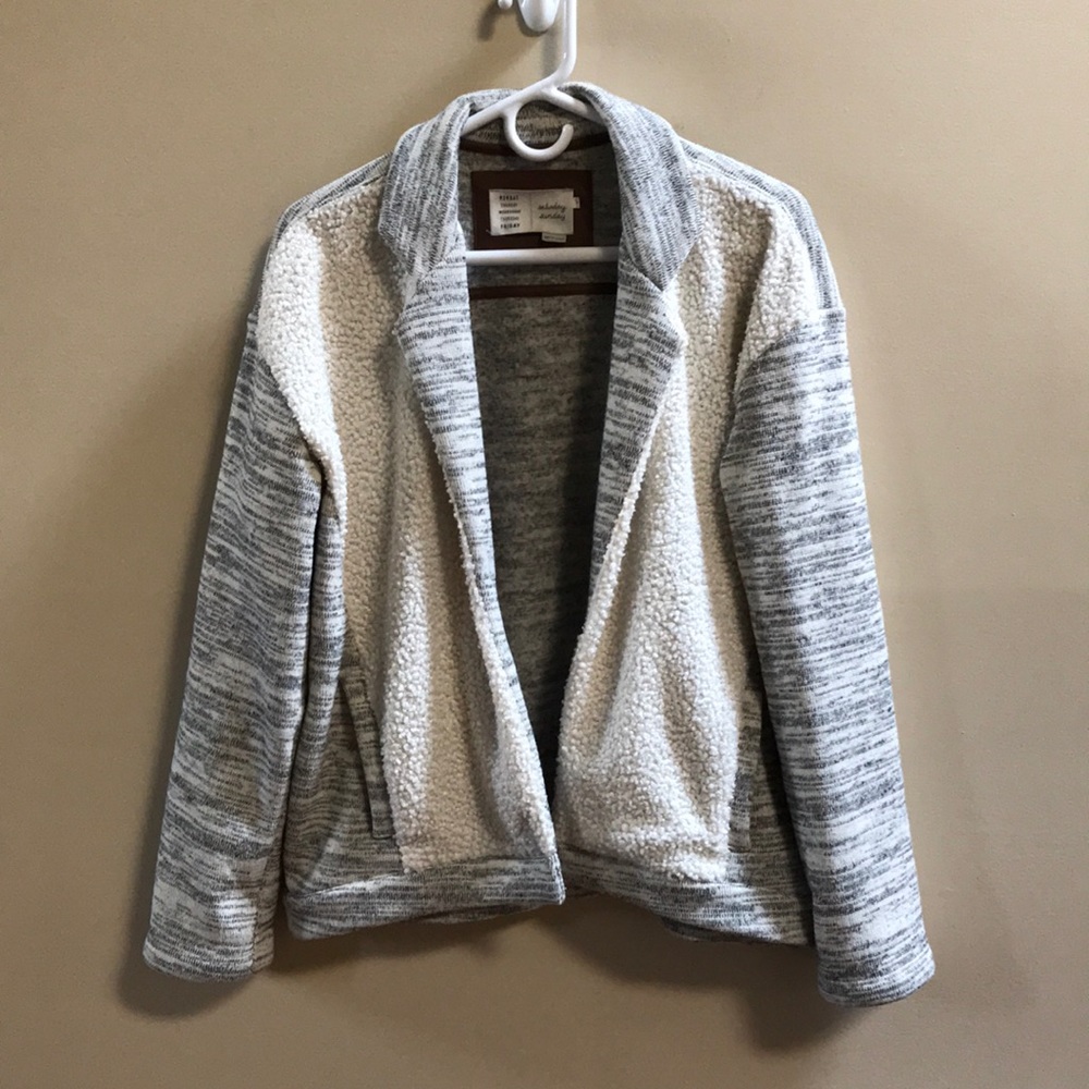 Anthropologie Saturday Sunday Sherpa Fleece Cardigan Sweater Size M